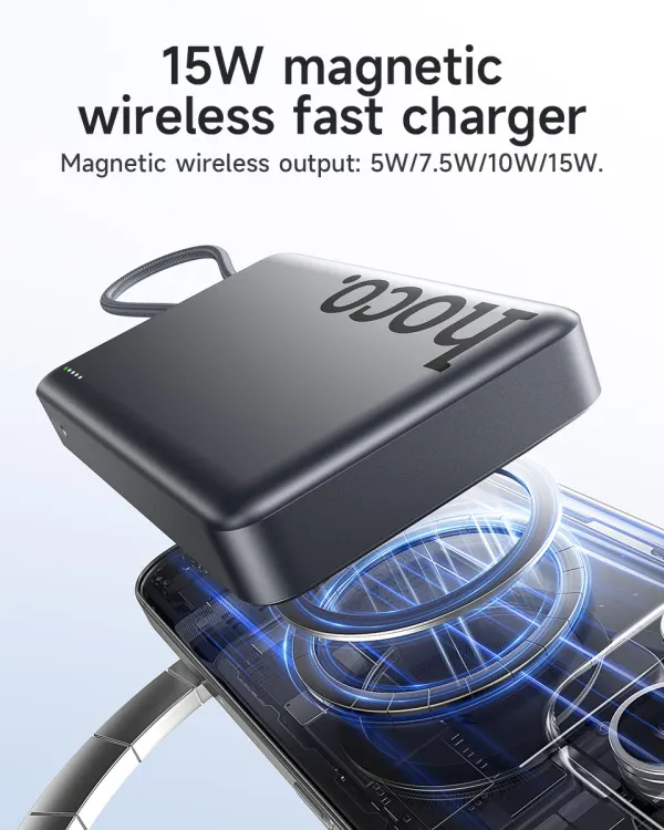 Hoco Magnetic Power Bank Q44 Origen with Type-C Cable PD20W 10000mAh Black alternate view 3